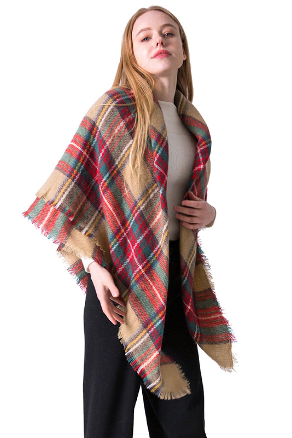 Plaid imitation cashmere scarf