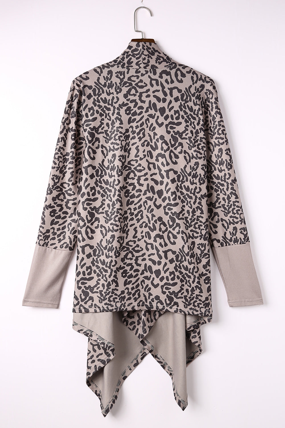 Leopard open front long sleeve cover-up