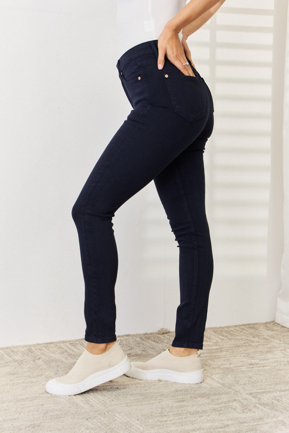 Judy blue full size garment dyed tummy control skinny jeans