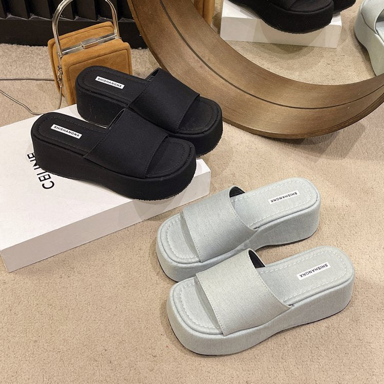 Open front platform sandals