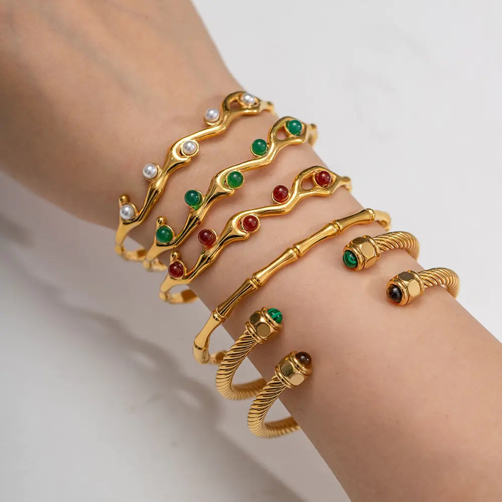 Nature stone bangles pulseras mujer