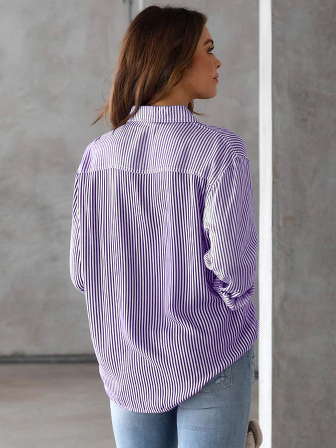 Lovelet striped collared neck shirt with pocket