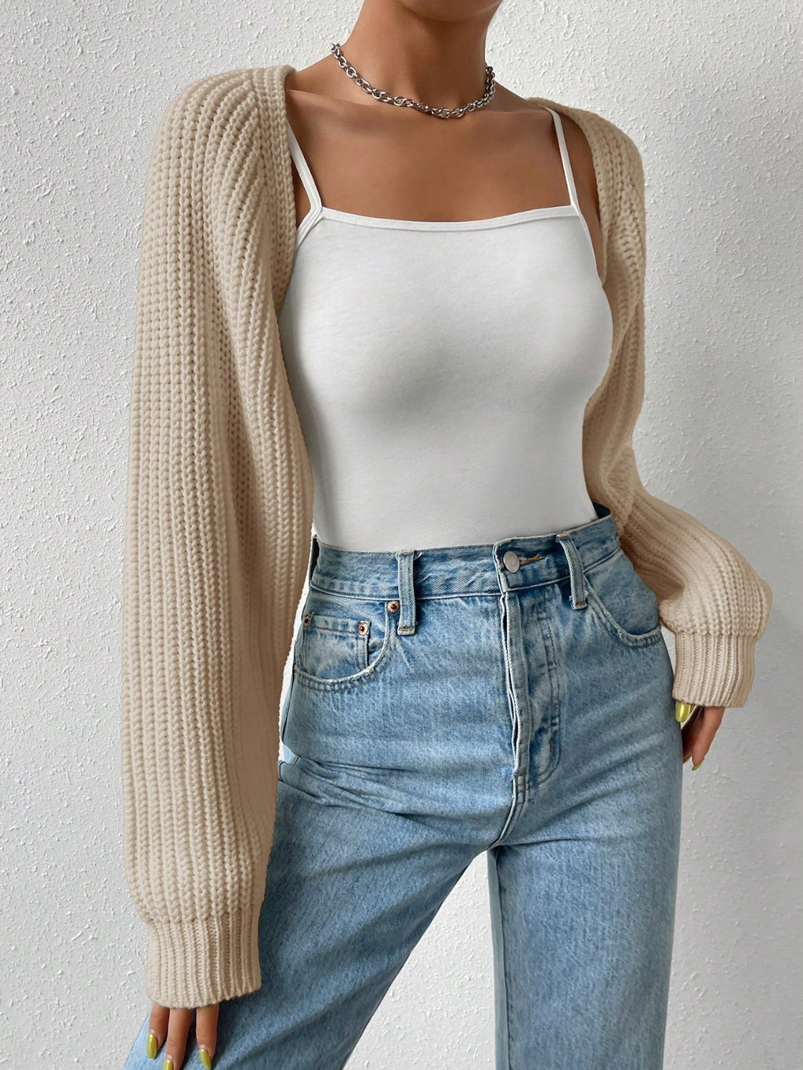 Honey open front long sleeve cropped cardigan