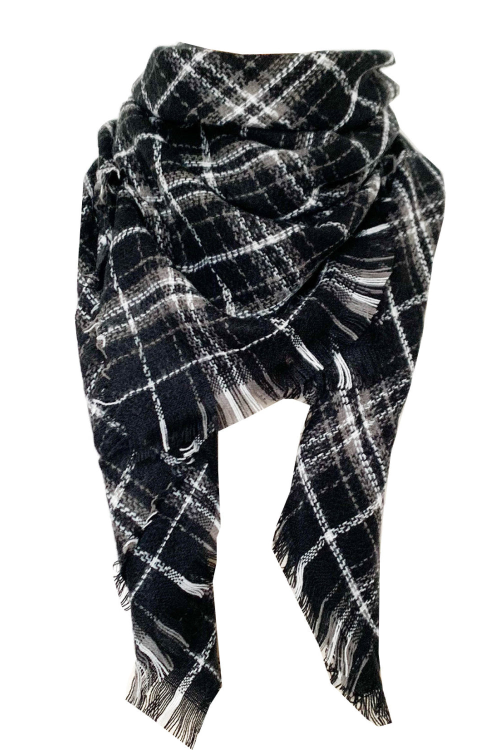 Faux cashmere plaid scarf - style f / one size