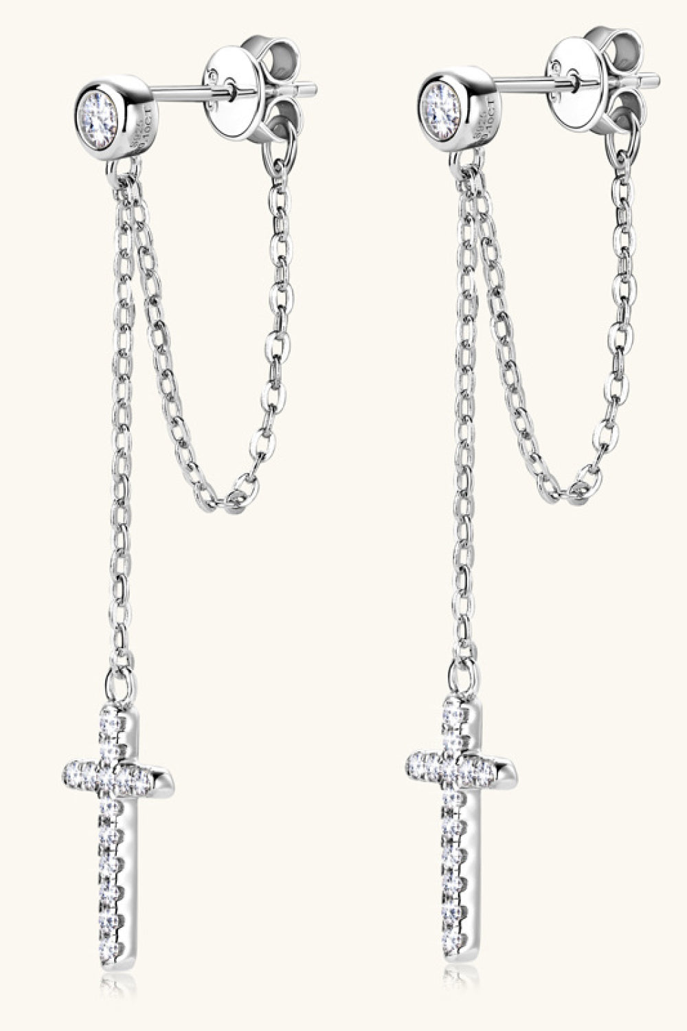 Moissanite 925 sterling silver cross earrings