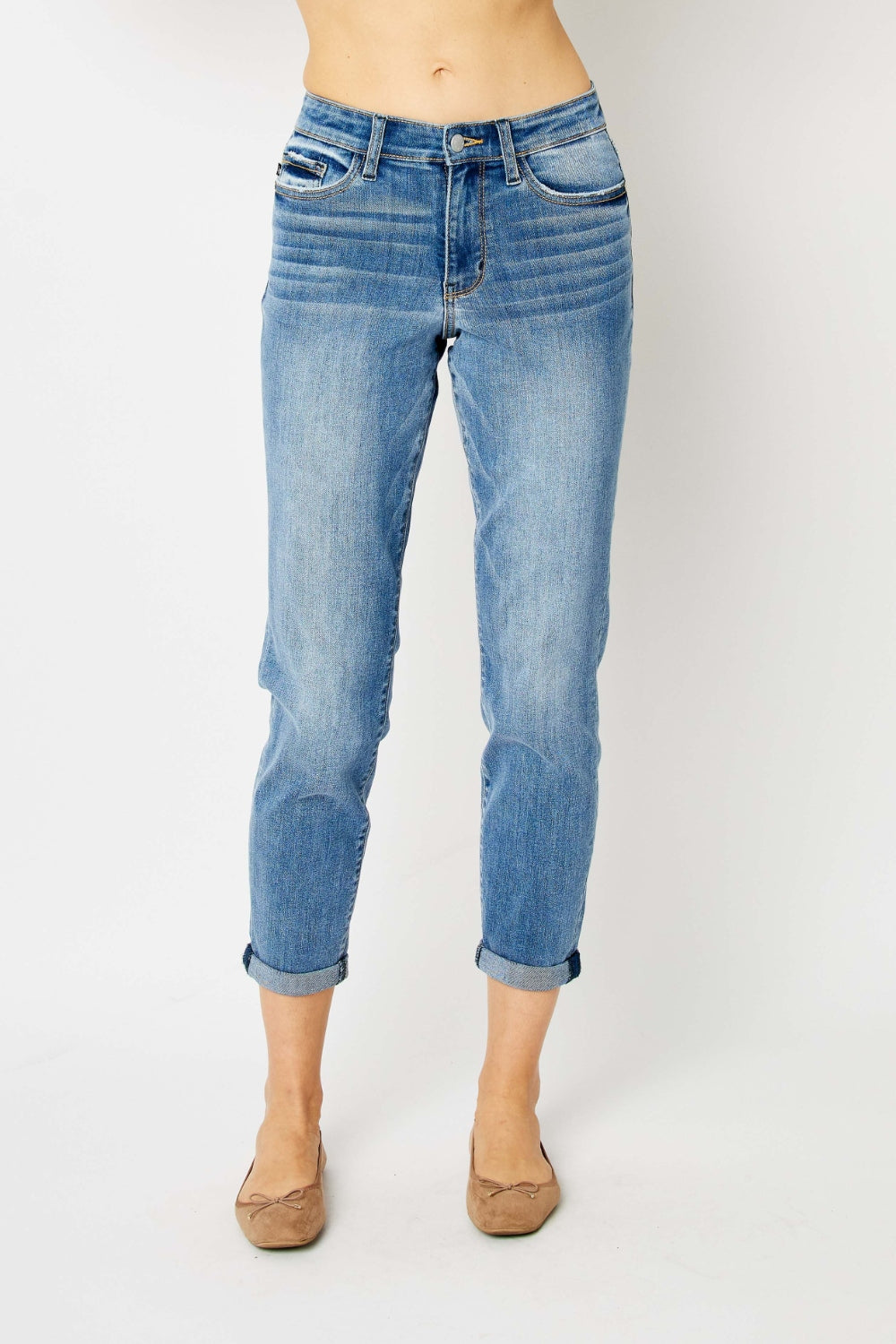 Judy blue full size cuffed hem slim jeans