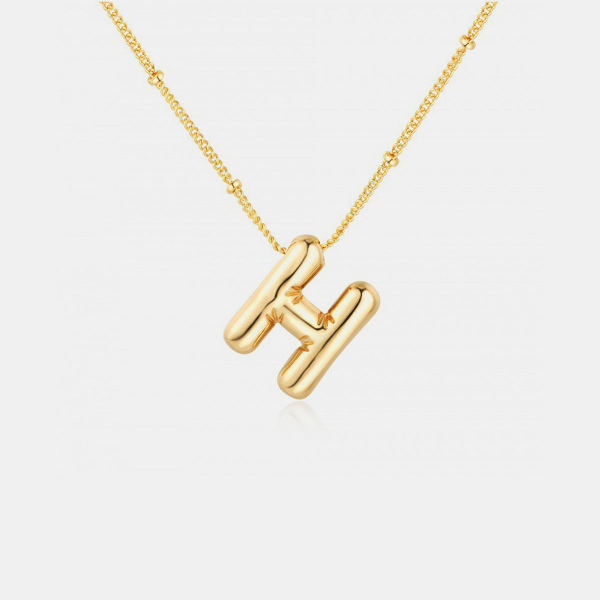 Gold-plated bubble initial necklace - style h / one size