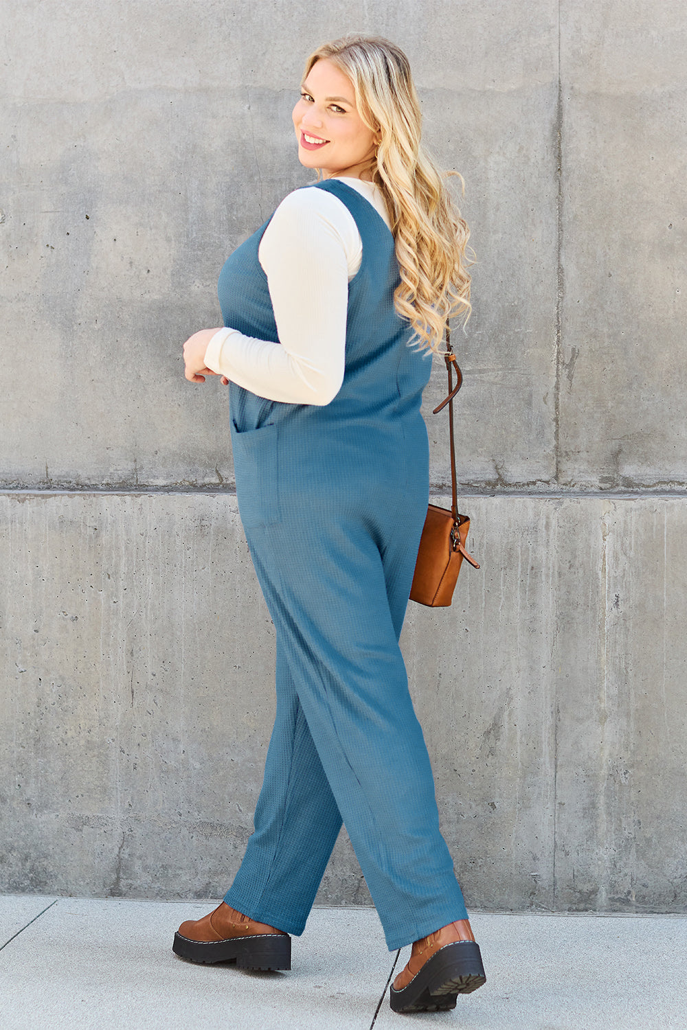 Double take full size sleeveless straight jumpsuit