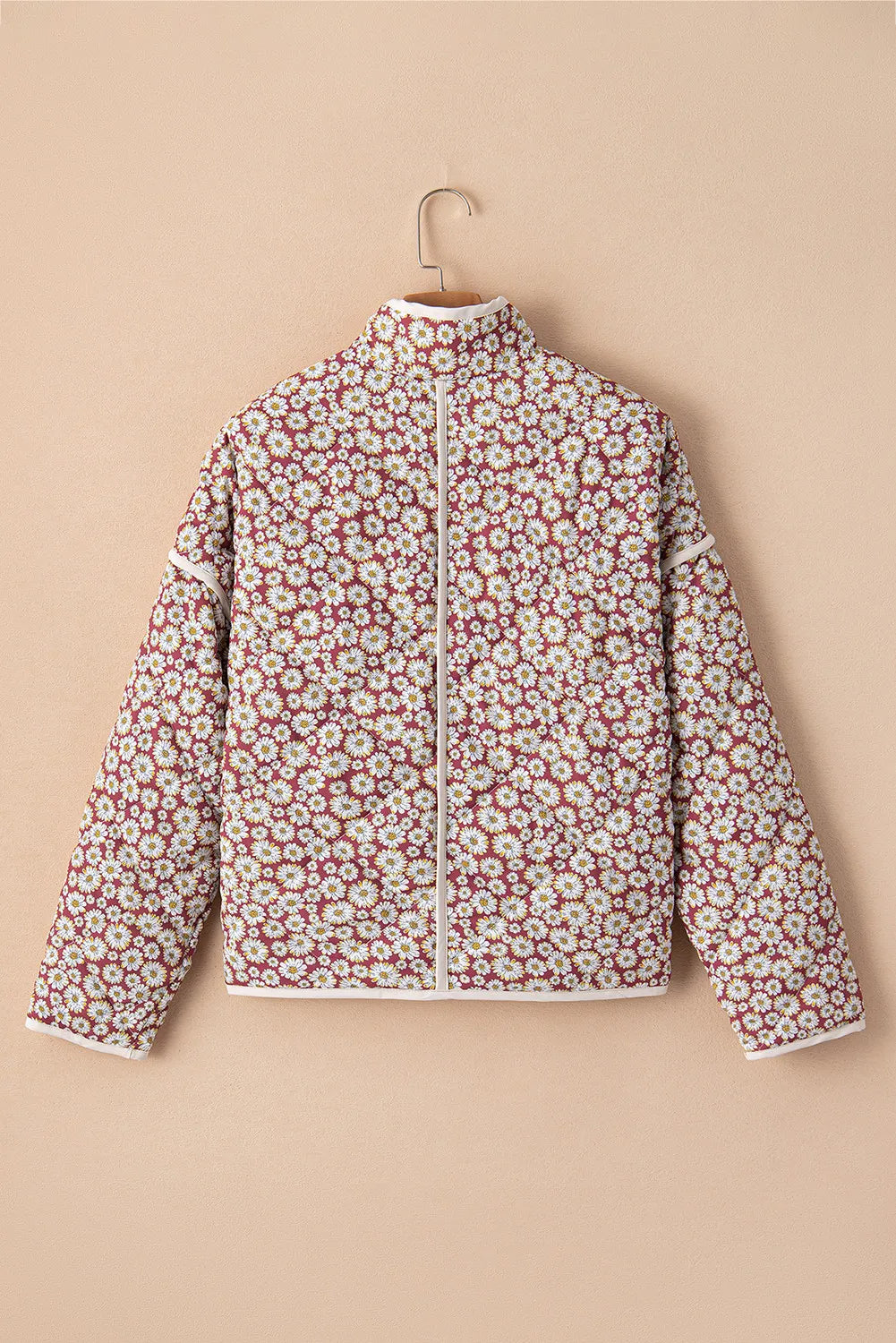 Floral snap down mock neck coat