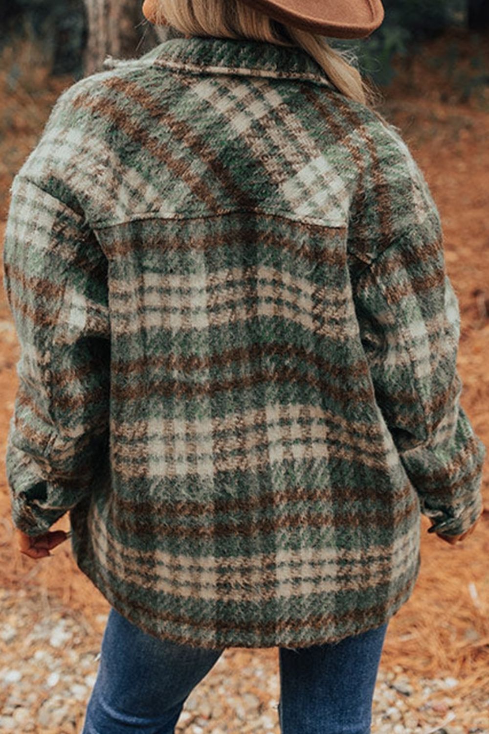 Plaid button up long sleeve jacket