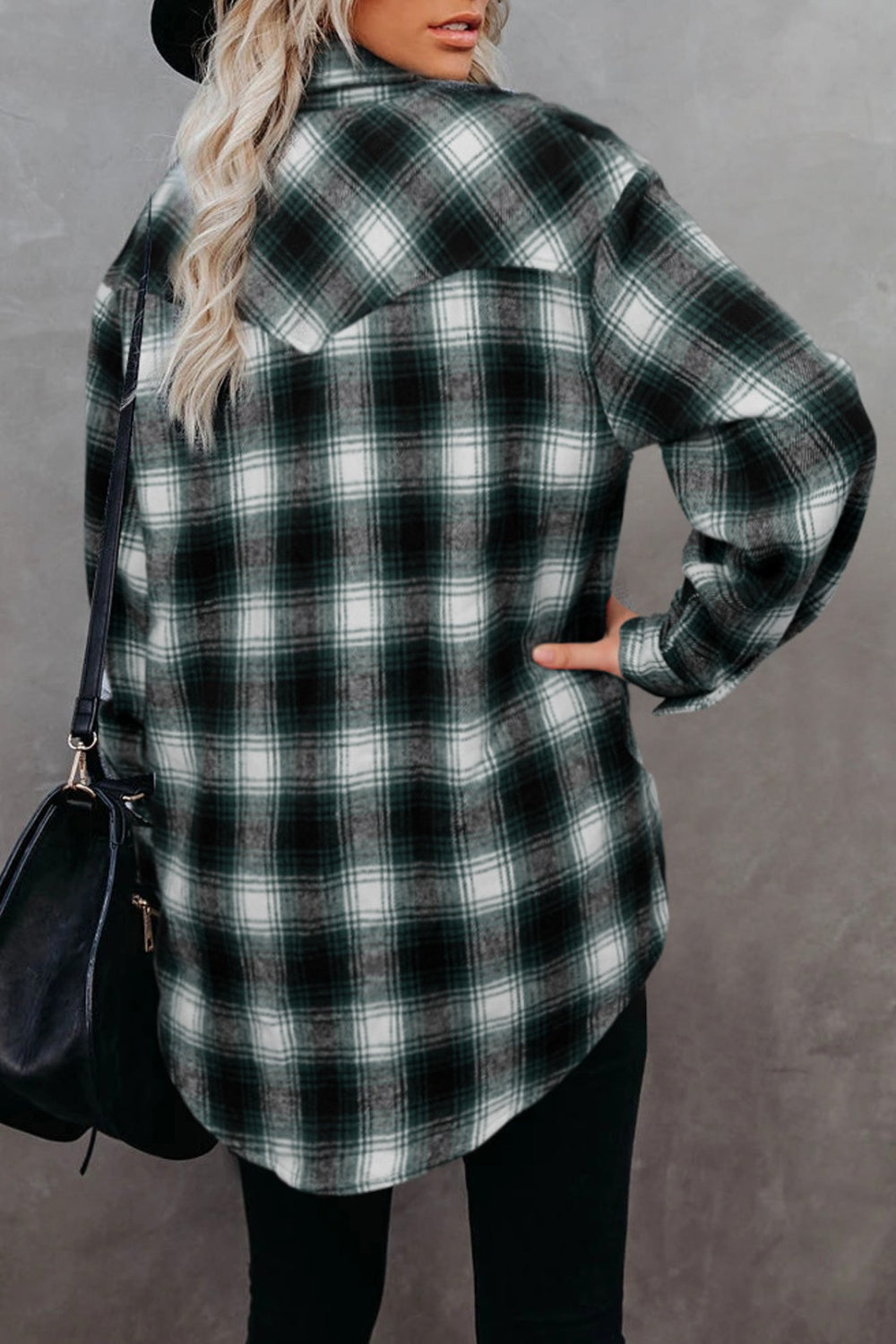 Full size plaid collared neck long sleeve shirt