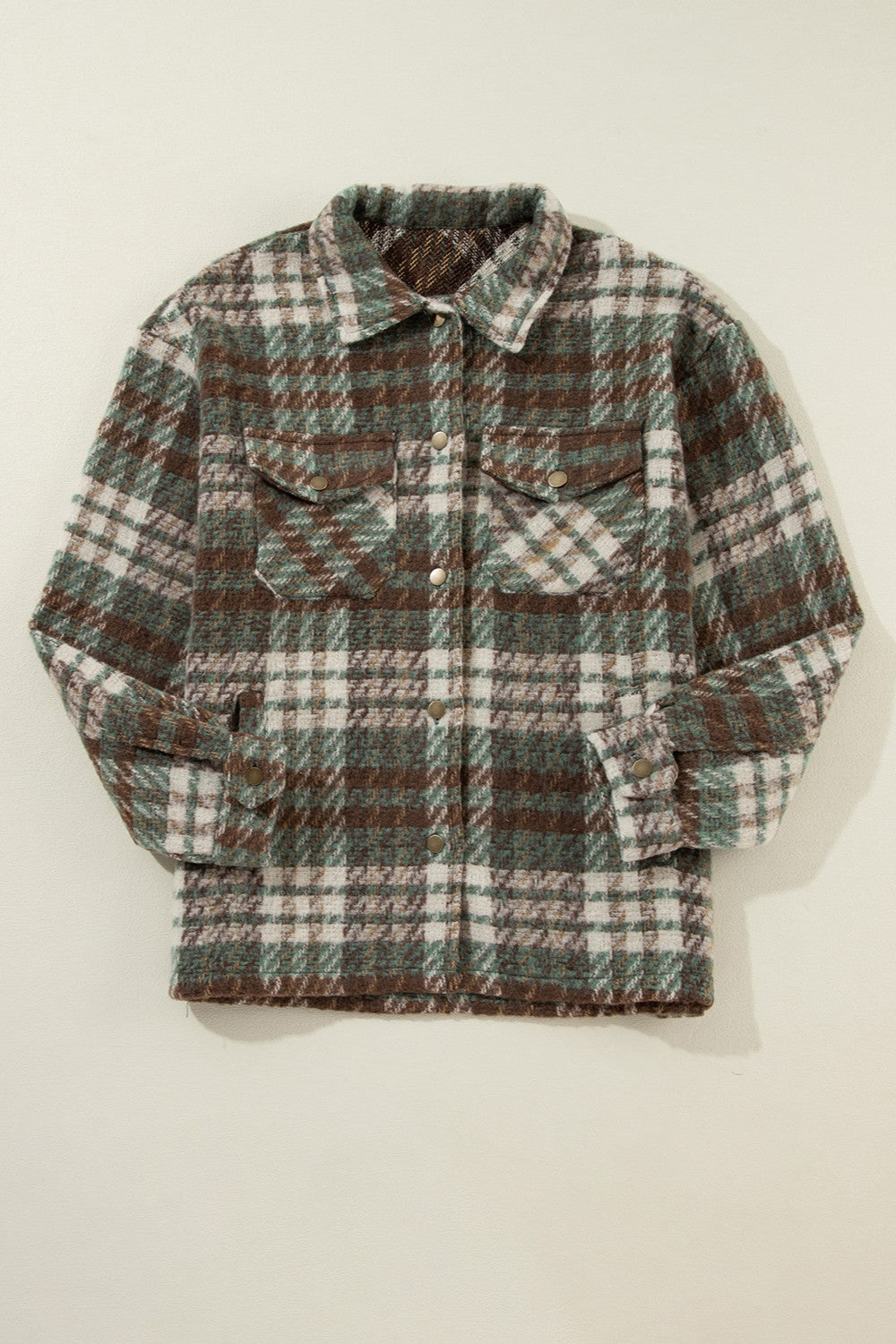 Plaid button up long sleeve jacket