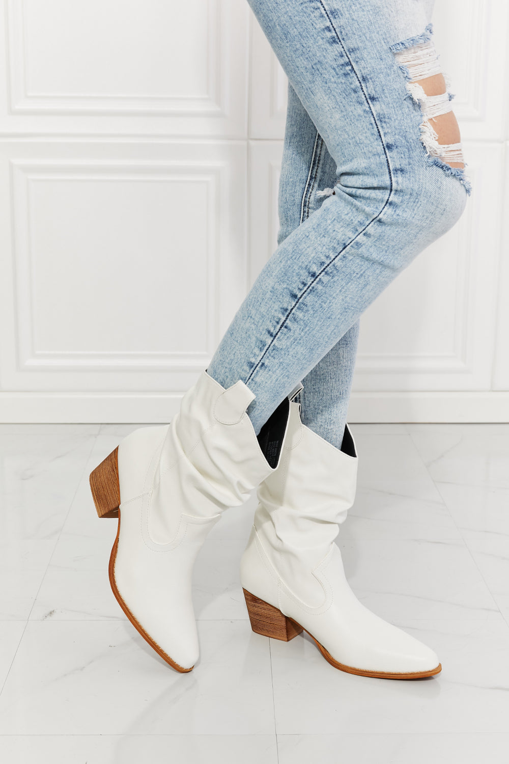 Mmshoes better in texas scrunch cowboy boots white