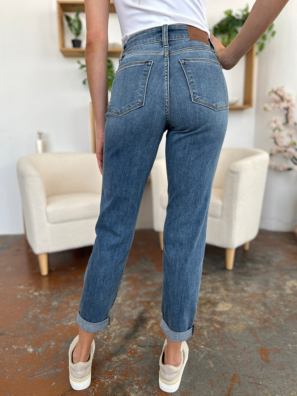 Judy blue full size cuffed hem slim jeans