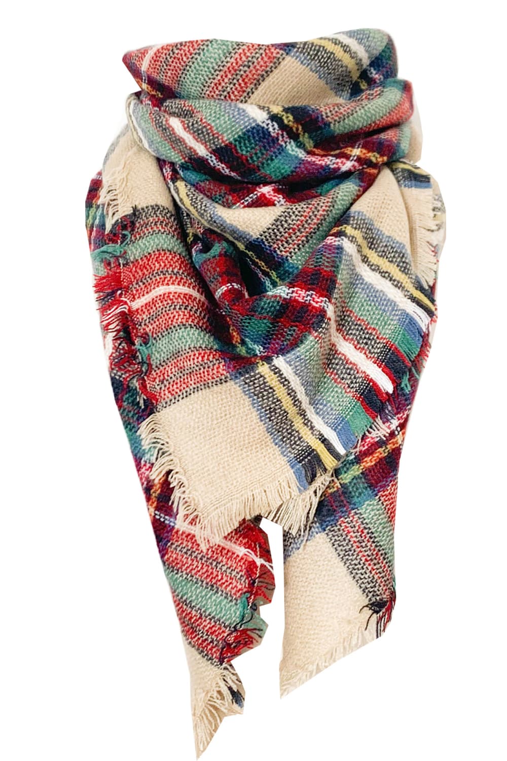 Faux cashmere plaid scarf - style k / one size