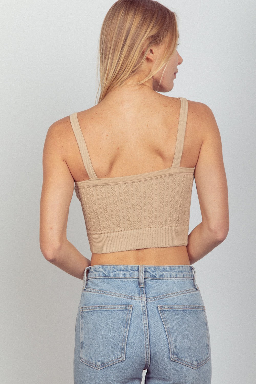 Very j cable knit seamless cropped cami