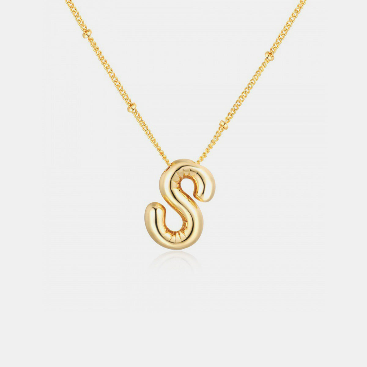 Gold-plated bubble initial necklace - style s / one size