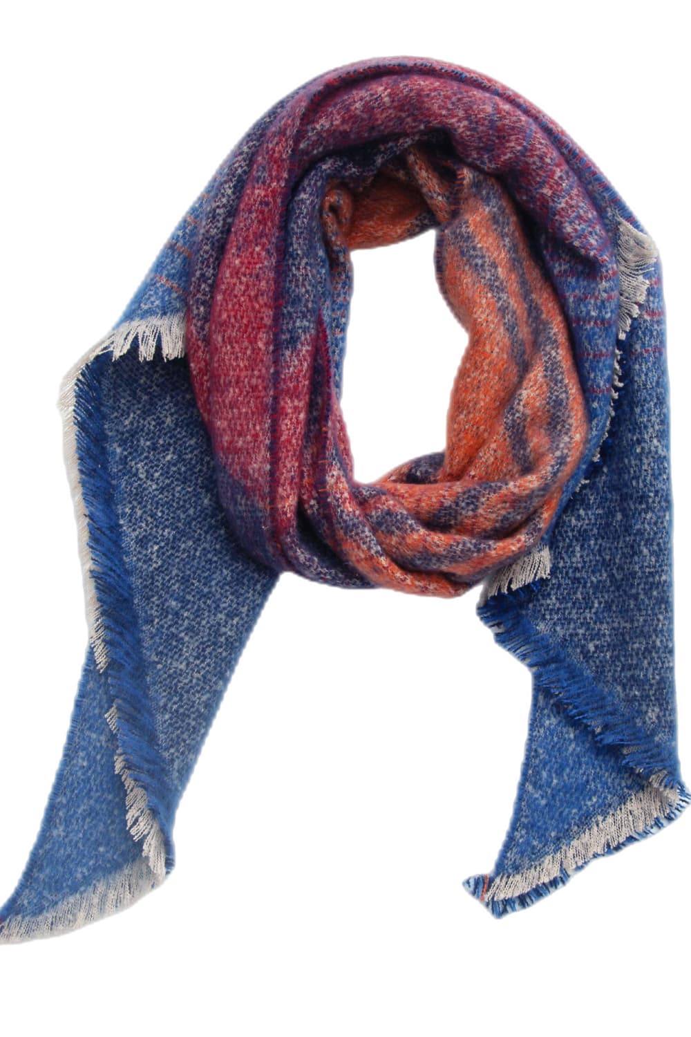 Raw hem polyester scarf - style c / one size