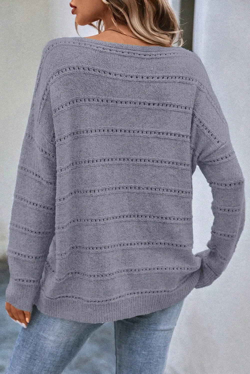 Boat neck dropped shoulder sweater