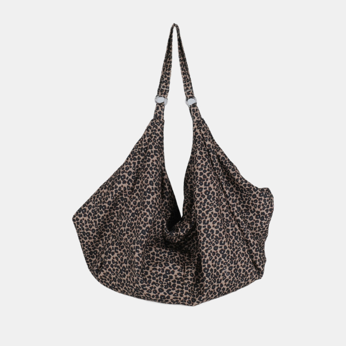 Leopard polyester tote bag - coffee brown / one size