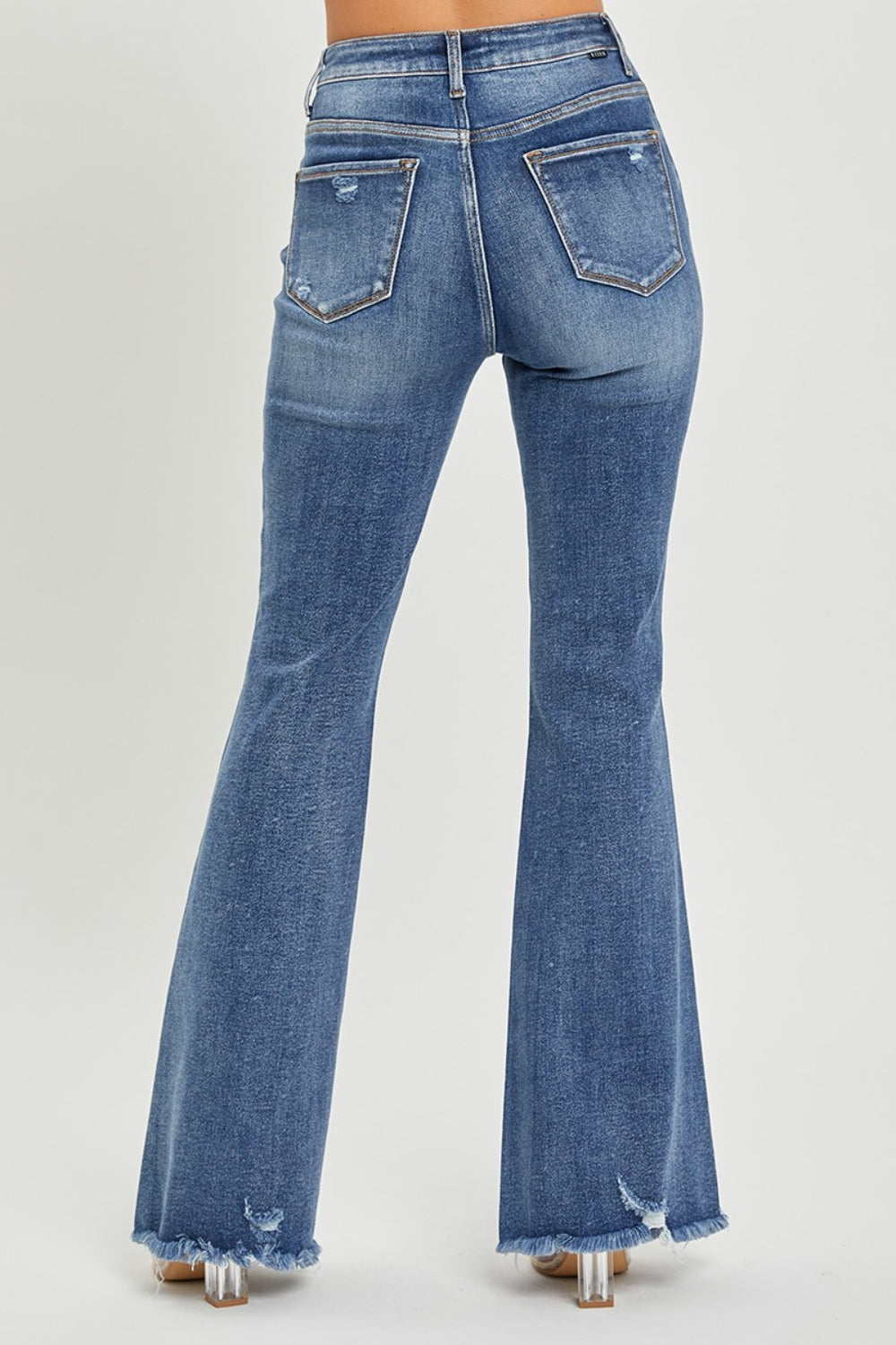 Risen high waist distressed fare jeans