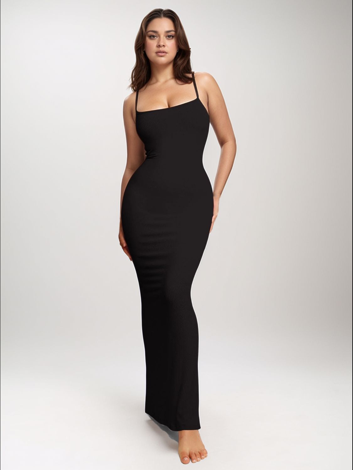 Basic bae built-in shapewear sleeveless maxi dress - black / s