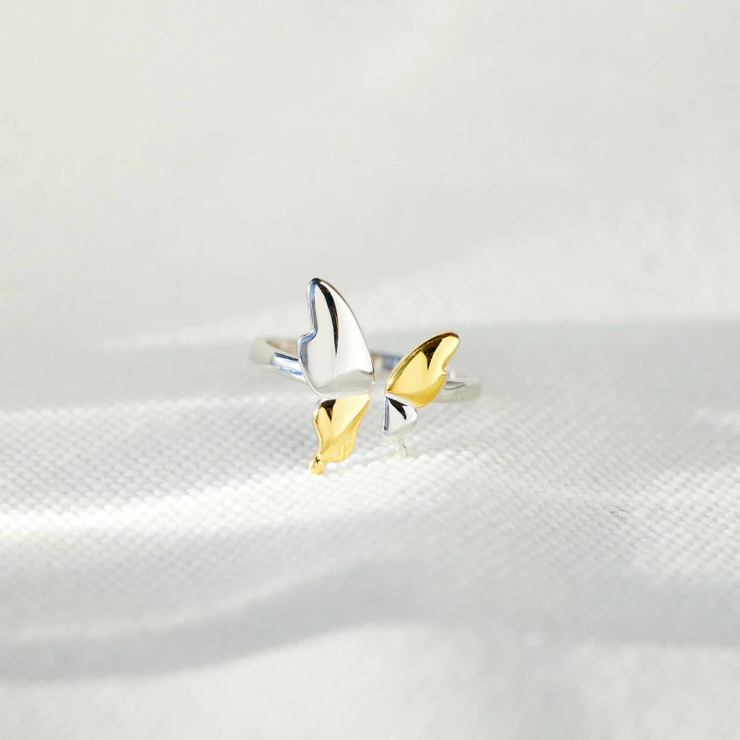 925 sterling silver butterfly ring - gold / 7