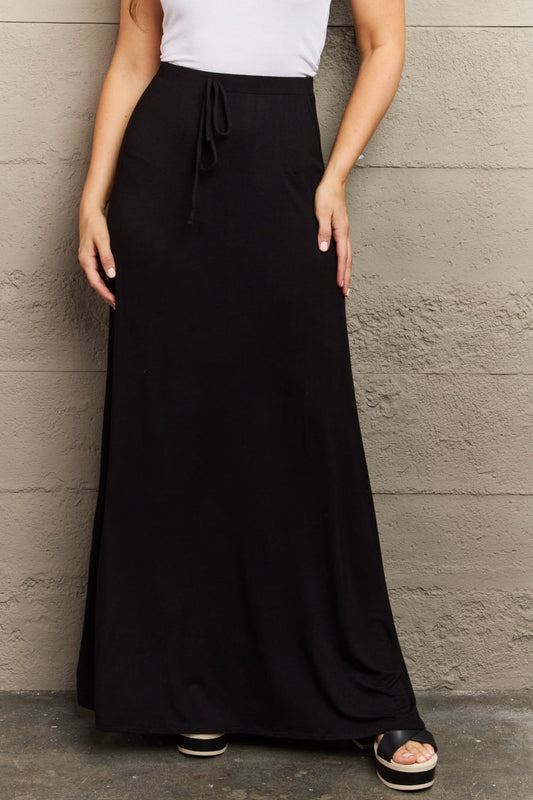 Culture code for the day full size flare maxi skirt in black - s