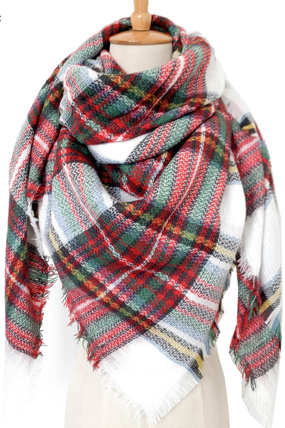 Plaid imitation cashmere scarf - teal / one size