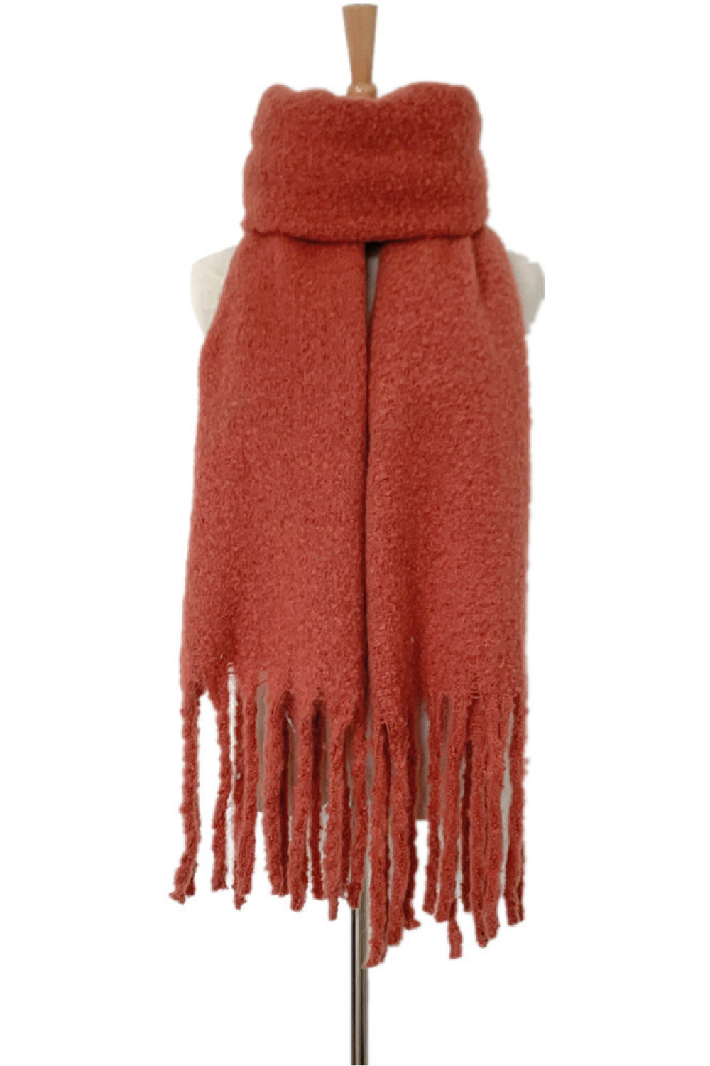 Fringe detail polyester scarf - caramel / one size