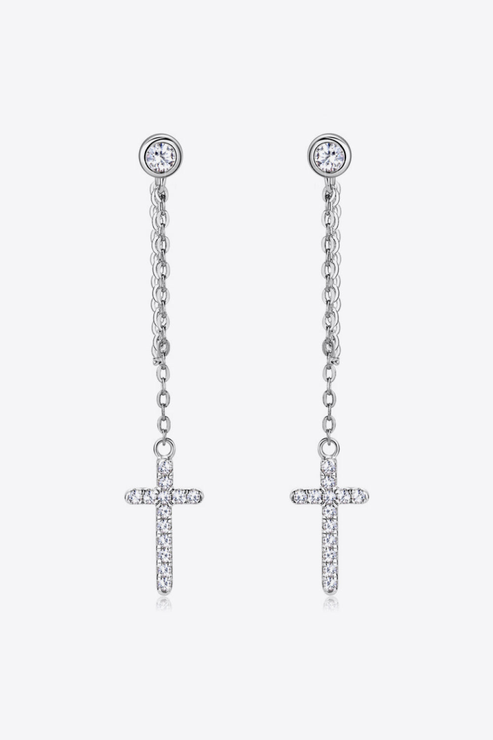 Moissanite 925 sterling silver cross earrings - one size