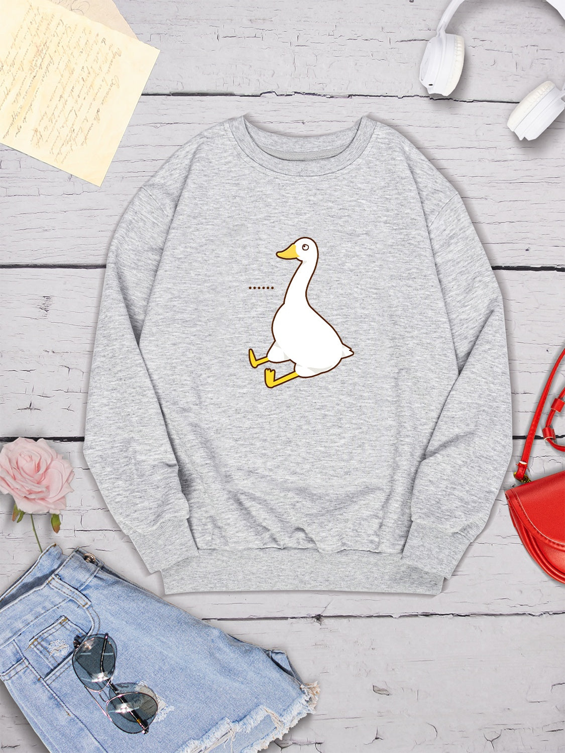 Goose graphic round neck sweatshirt