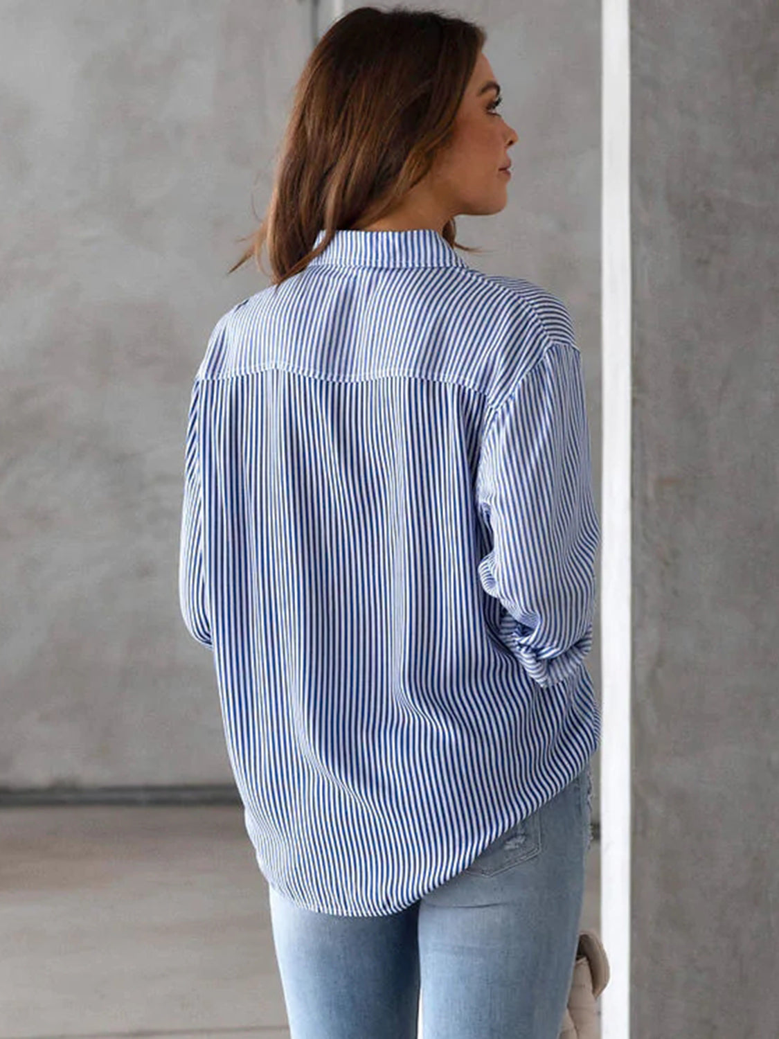 Lovelet striped collared neck shirt with pocket