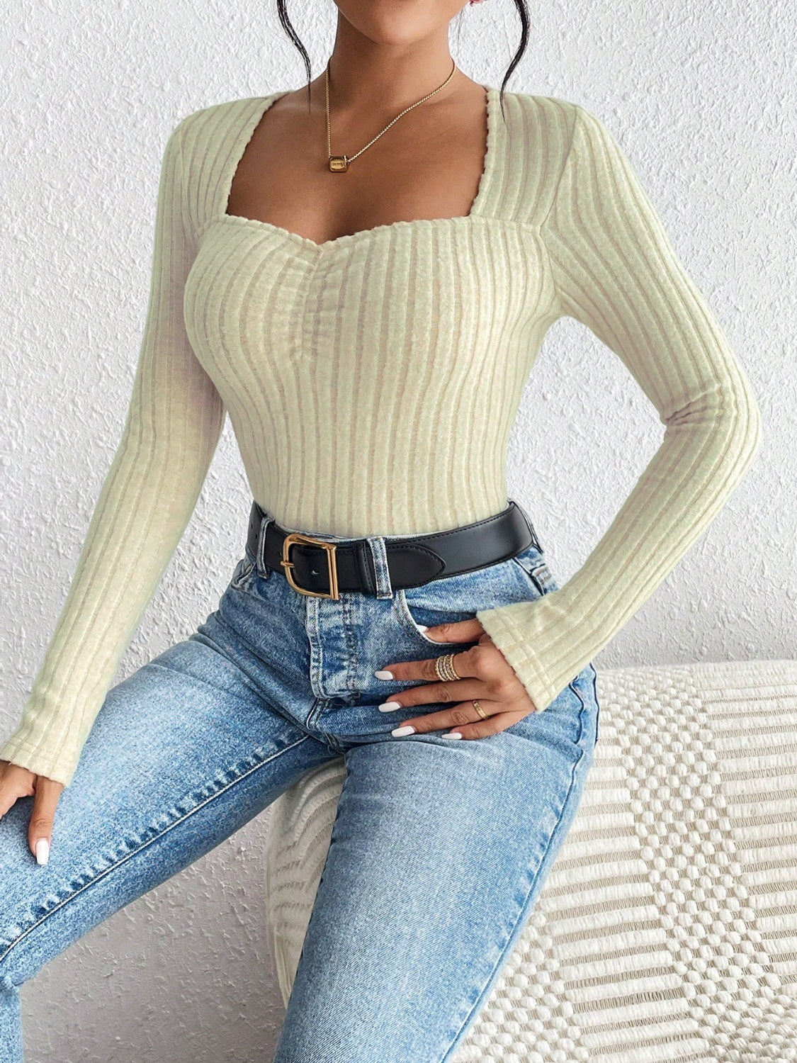 Ribbed long sleeve t-shirt