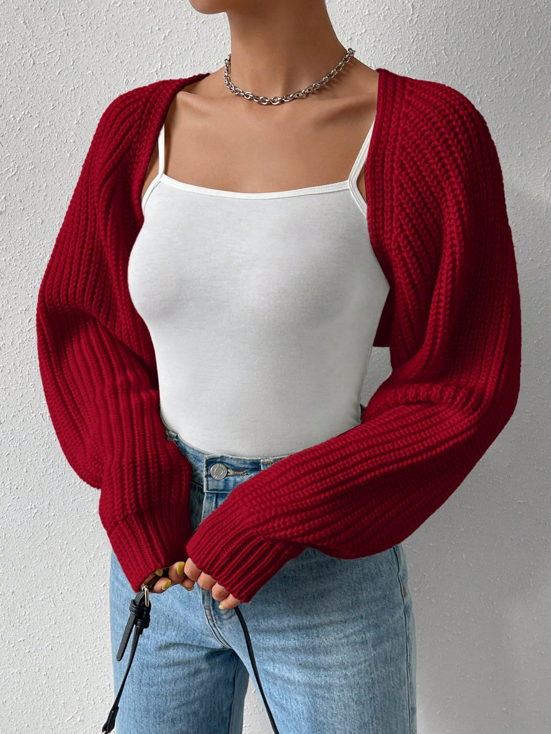 Honey open front long sleeve cropped cardigan