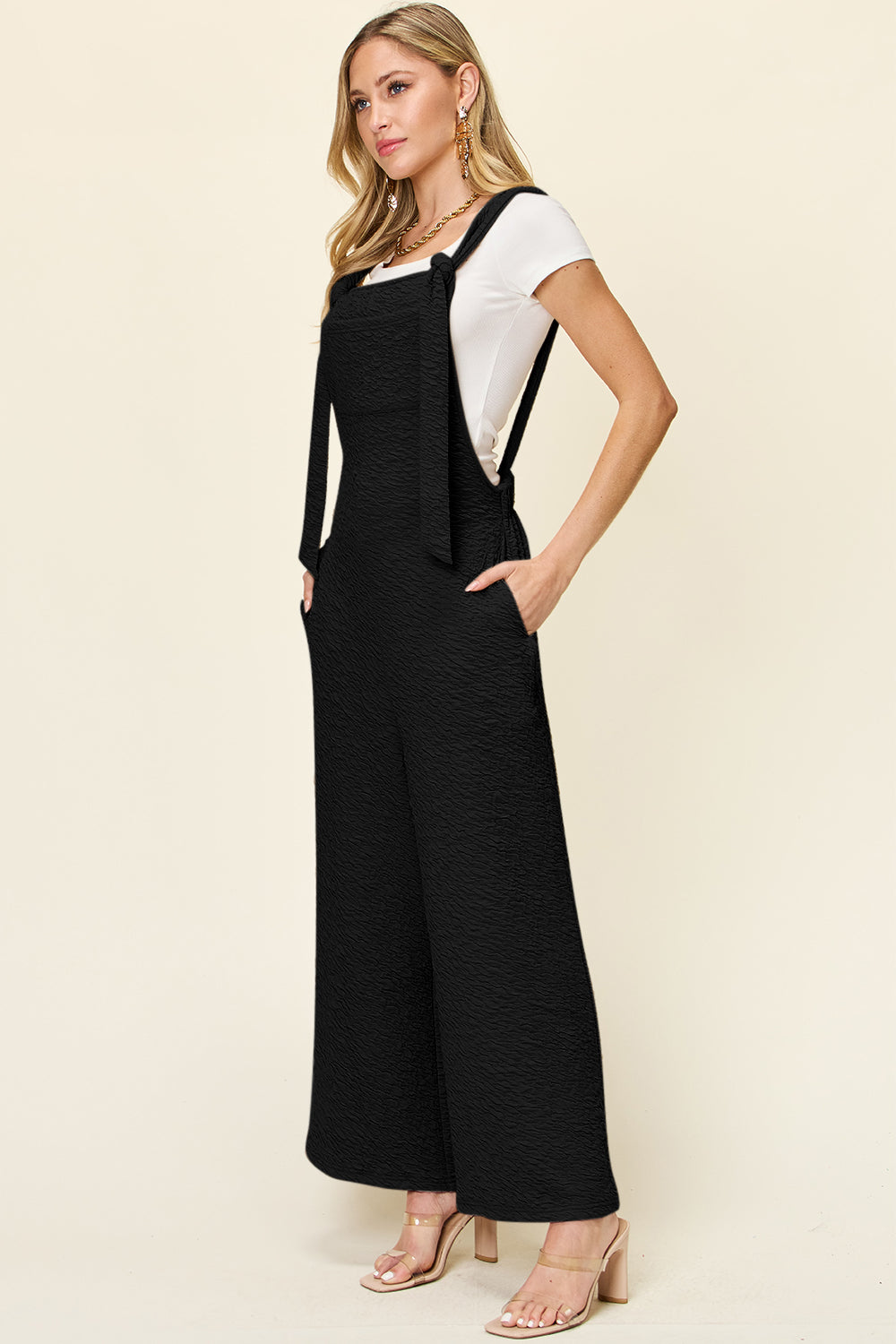 Double take full size sleeveless wide leg jumpsuit