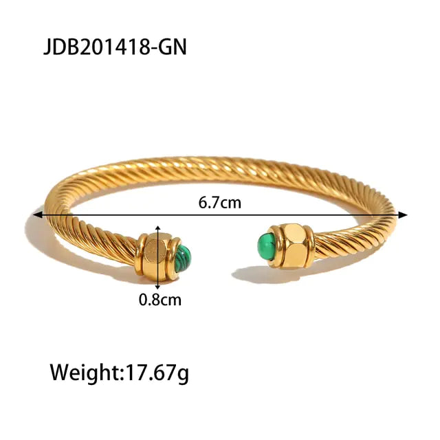 Nature stone bangles pulseras mujer - jdb201418-gn