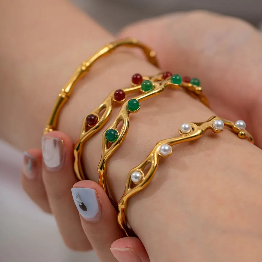 Nature stone bangles pulseras mujer