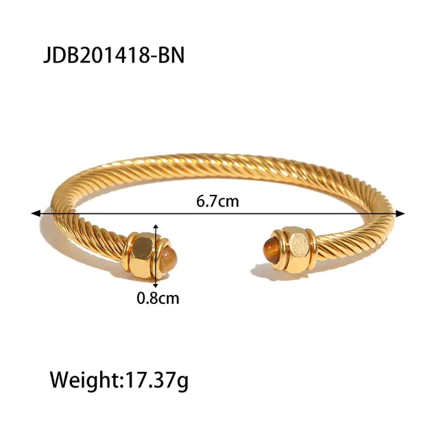 Nature stone bangles pulseras mujer - jdb201418-bn