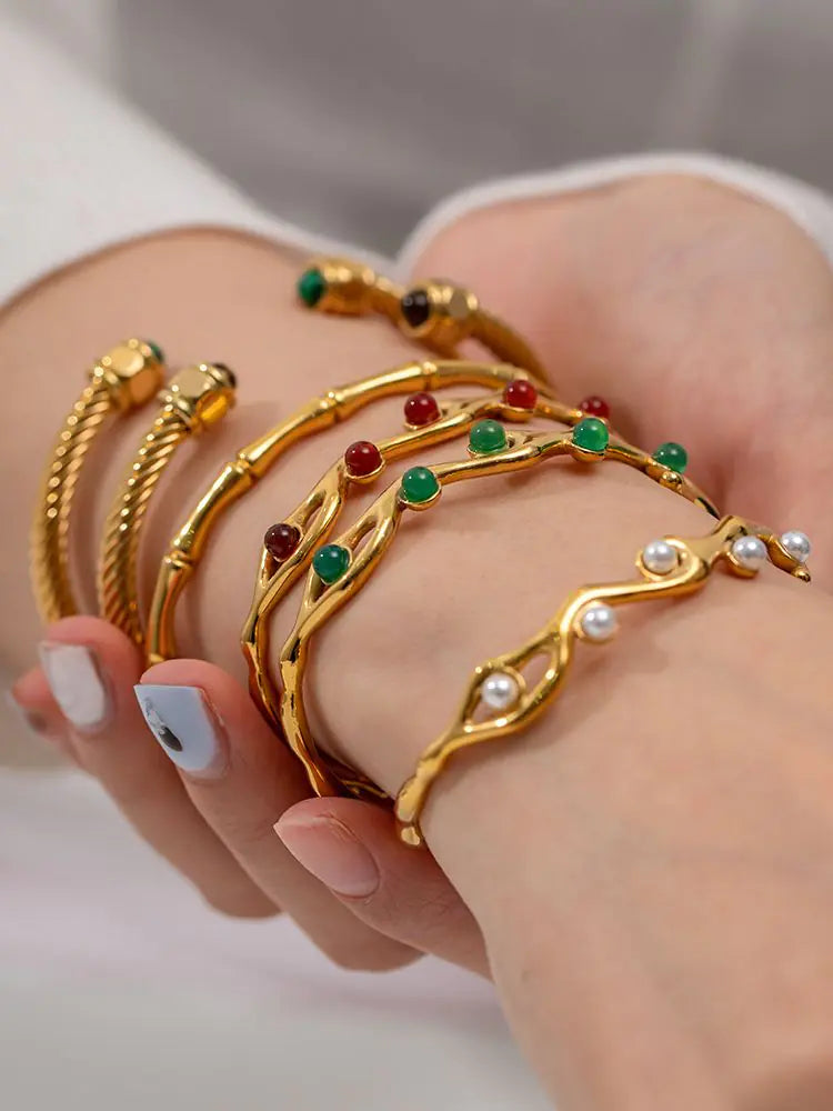 Nature stone bangles pulseras mujer